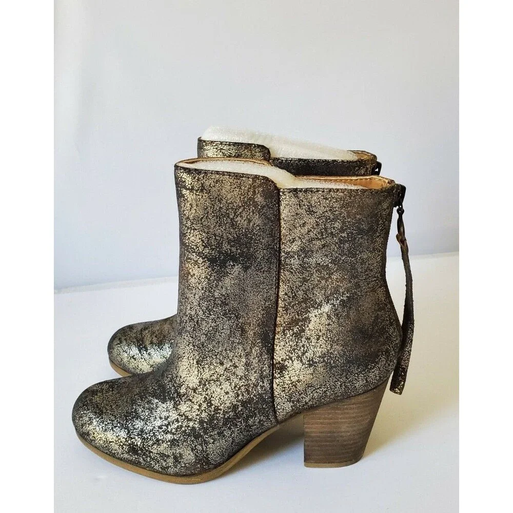 DENIM & SUPPLY RALPH LAUREN MARIELA Metallic Silver LEATHER BOOTIE Boots 8 B